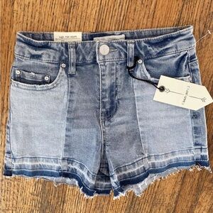 Women’s Denim Shorts High Waisted Light Wash Mixed Denim Cutoffs New Size 25